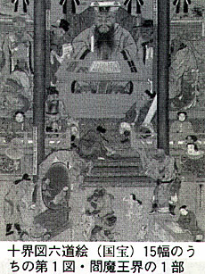 十界図六道絵１５幅のうちの第１図・閻魔王界の１部
